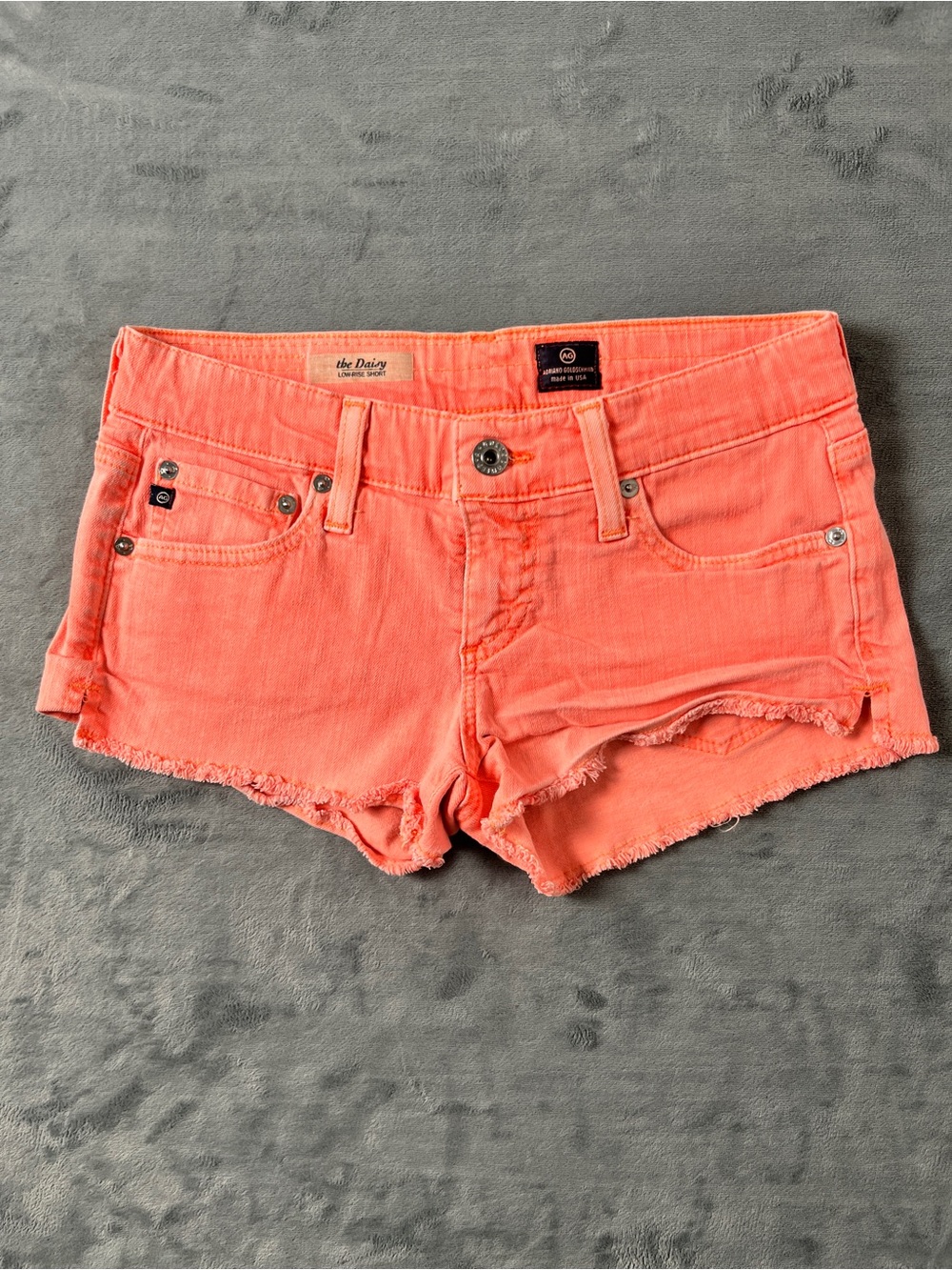 AG Adriano Goldschmied Shorts Women Size 25 28x4 Daisy Coral Pink Low-Rise Denim